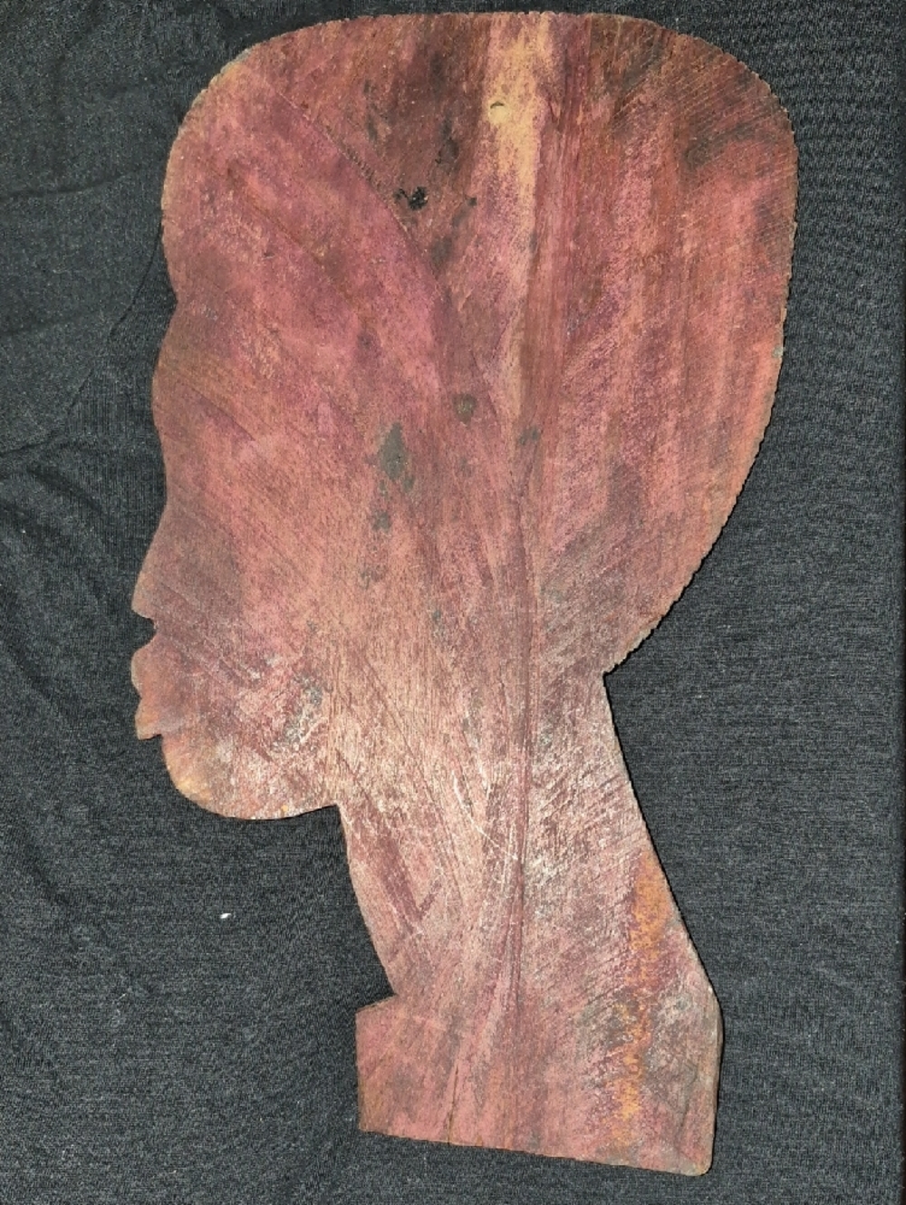 Hand-Carved Wooden African Bust Wall Art in Rich Brown - Picture 4 of 4